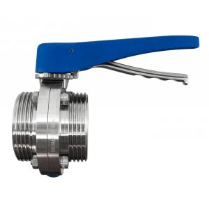 DIN DN 25 Sanitary Butterfly Valve, Thread/Thread (multi-position handle)